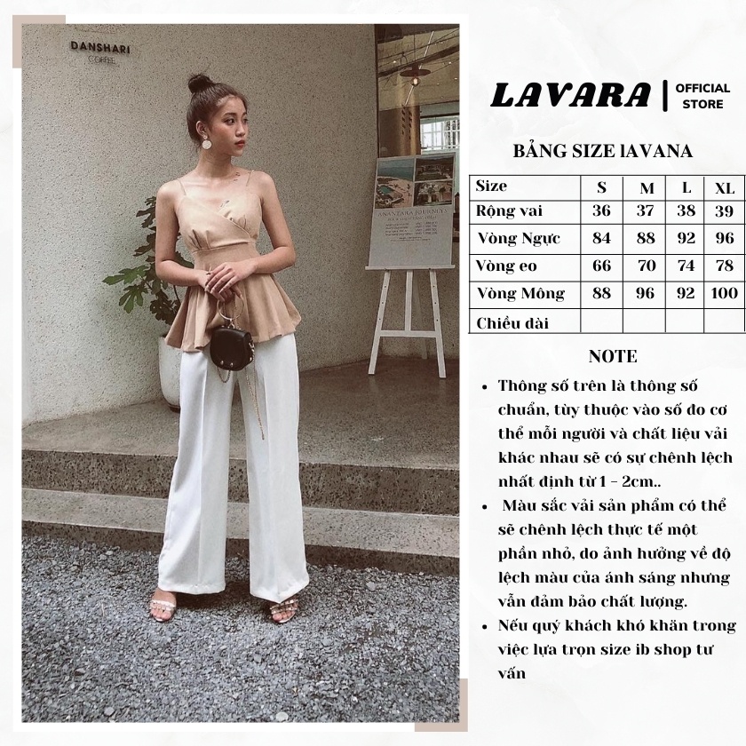 Áo hai dây nữ dáng xòe xếp ly ngực LAVARA AO01ư