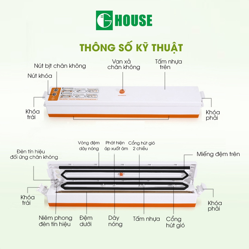 [Mã BMINC50 giảm 10% đơn 99k] [Mã BMINC50 giảm 10% đơn 99K] Máy Hút Chân Không Thực Phẩm G-House LQL-08