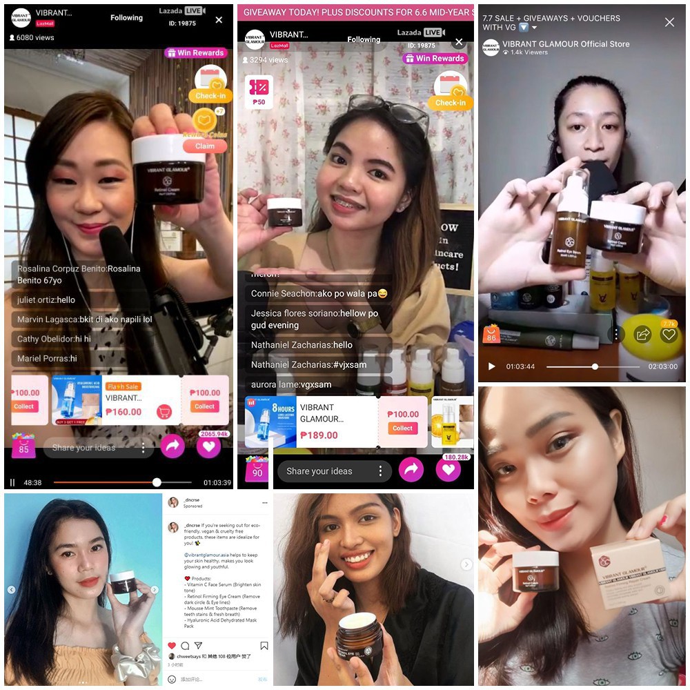 Kem dưỡng da mặt VIBRANT GLAMOUR 2.5% Retinol Hyaluronic Acid Vitamin C dưỡng ẩm giảm nếp nhăn và quầng thâm 30g depxinh