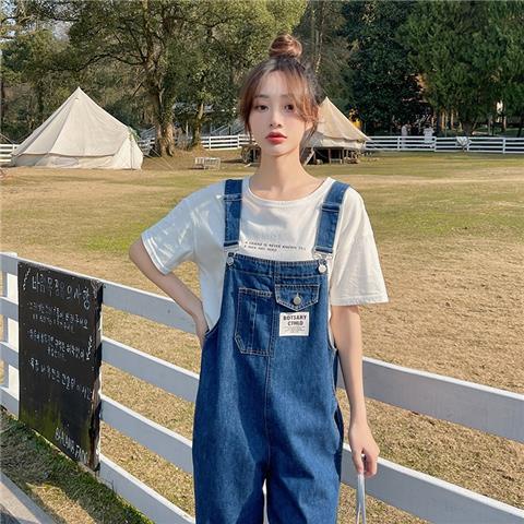 Quần Yếm Jean Ống Rộng Phong Cách Hàn Quốc Trẻ Trung Dành Cho Nữ