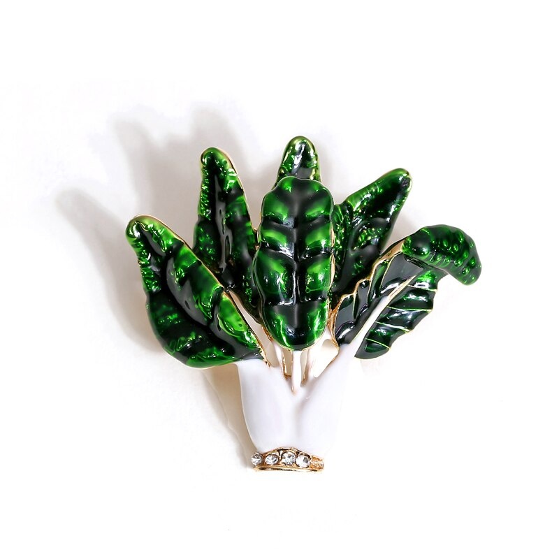 Ghim cài áo tráng men hình rau củ quả đính kim cương giả độc đáo xinh xắn dành cho nữ