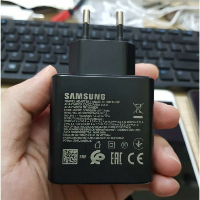 Củ sạc nhanh Samsung 45W chuẩn PD  - Samsung Note10/Note 10 Plus/S20 -Hàng Chính Hãng