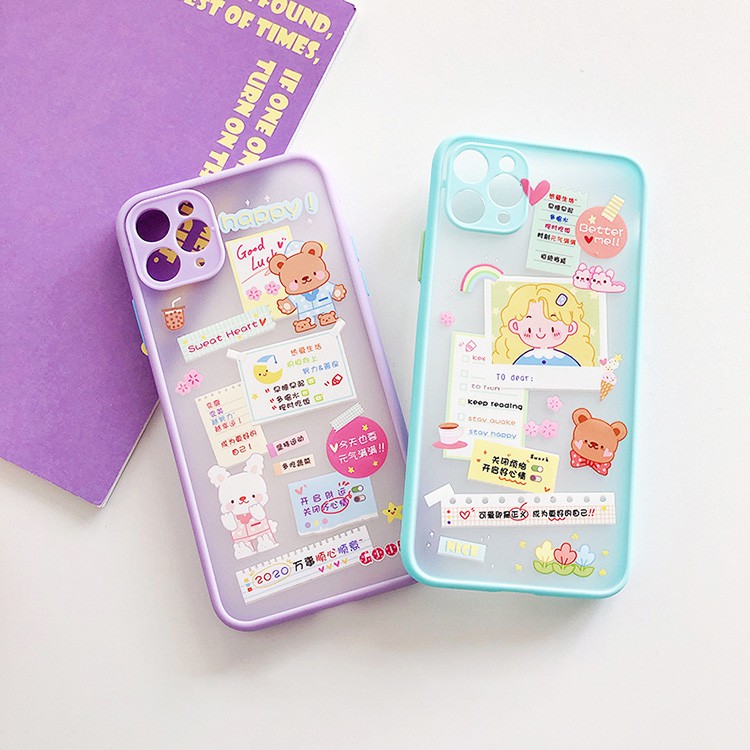 Ốp lưng iphone Sticker Happy nhám viền nổi cong 6/6plus/6s/6splus/7/7plus/8/8plus/x/xr/xs/11/12/13/pro/max/plus/promax