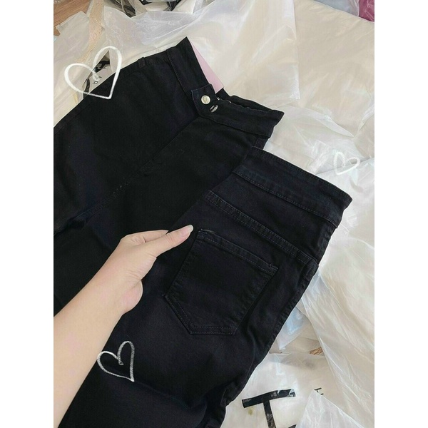 Quần jeans dài 2 NÚT TRƠN mã 02 ôm body lưng siêu cao