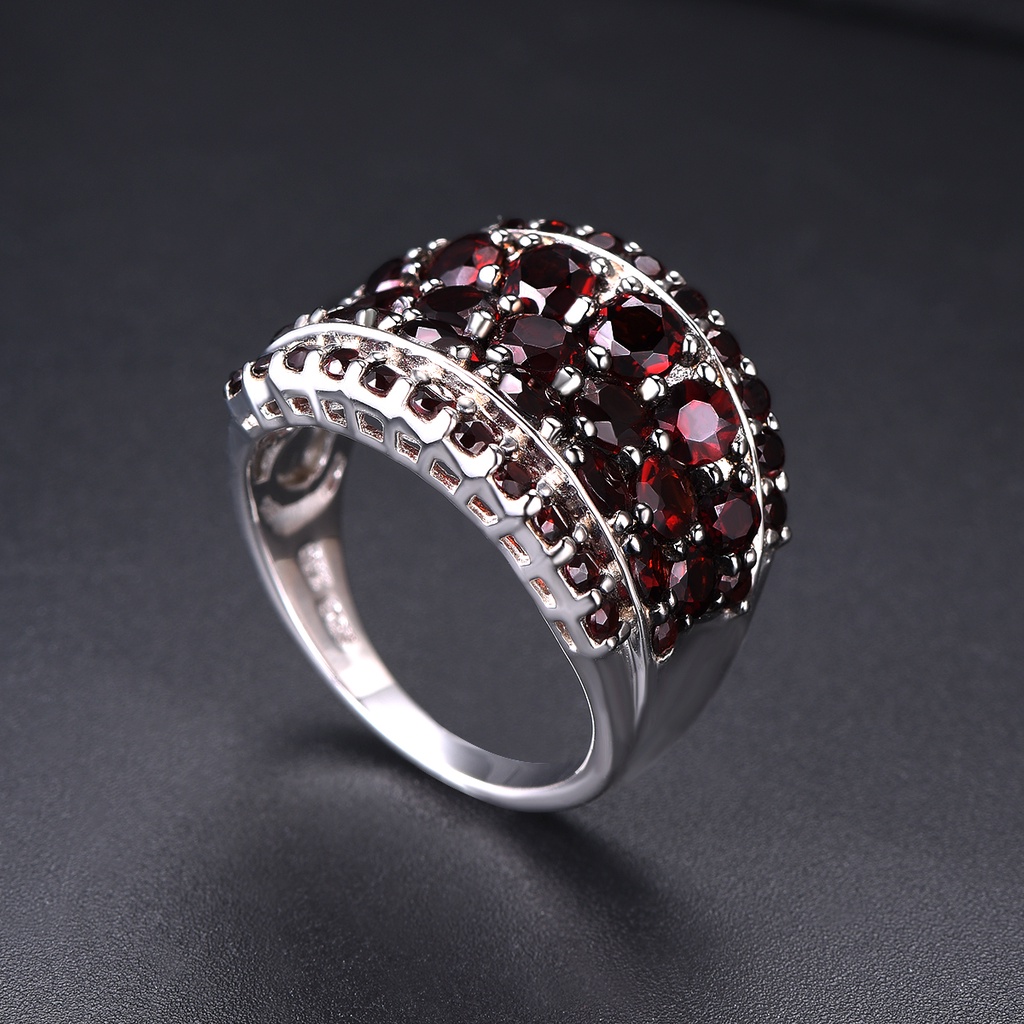 Nhẫn Bạc 925 5.4Carats Cincin Đính Đá Quý Tự Nhiên Màu Đỏ Trang Sức Làm Quà Tặng Cho Bạn Nữ