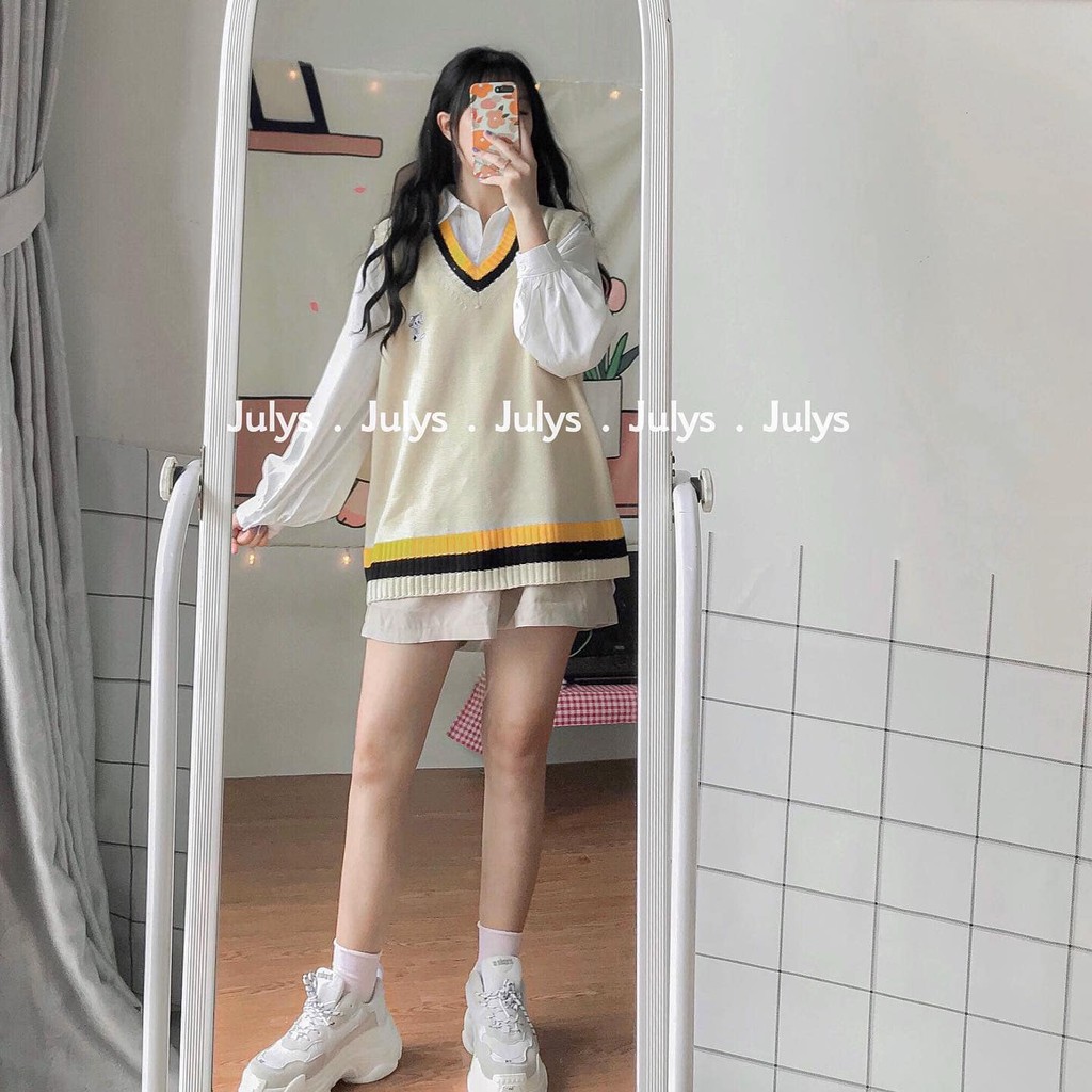 Áo gile len thêu hình mèo | BigBuy360 - bigbuy360.vn