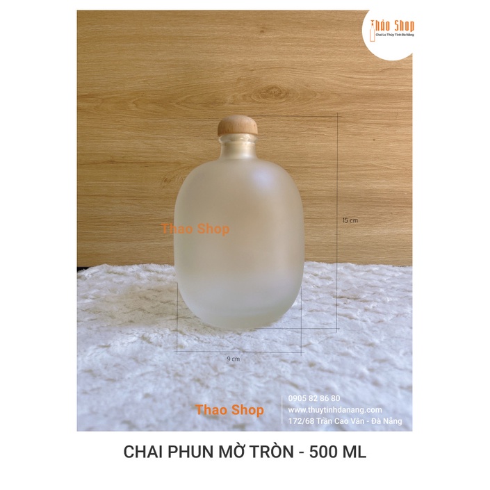 { HÀNG NEW } chai thủy tinh phun mờ tròn 250ml - 500ml, đựng cafe, nước ép....