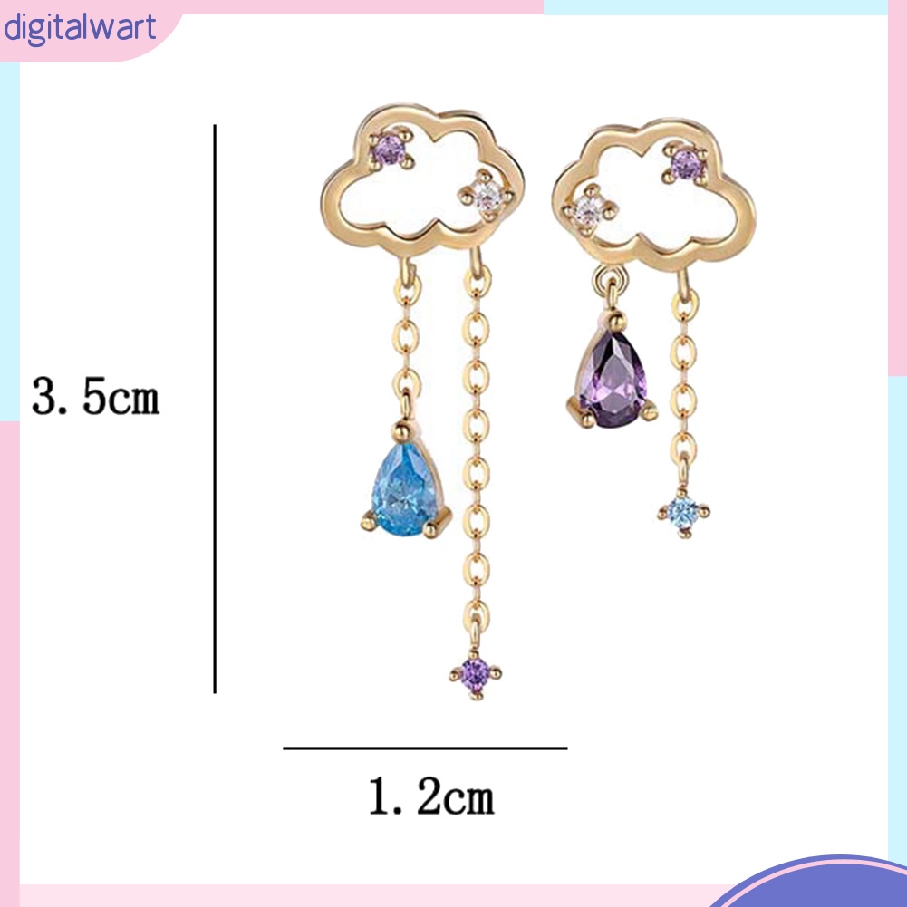 Đôi Bông Tai Dáng Dài Hình Đám Mây Và Giọt Nước Đính Đá Thời Trang Cho Nữ