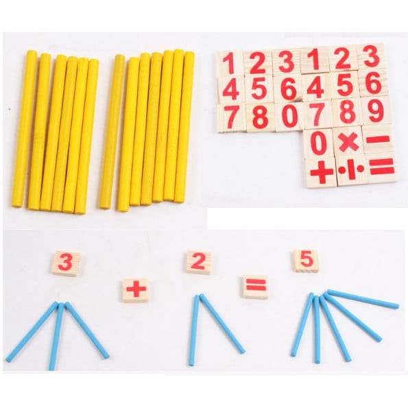 Đồ chơi học toán Bảng que tính gỗ gồm que tính và số giúp bé học toán trực quan, dễ dàng hơn