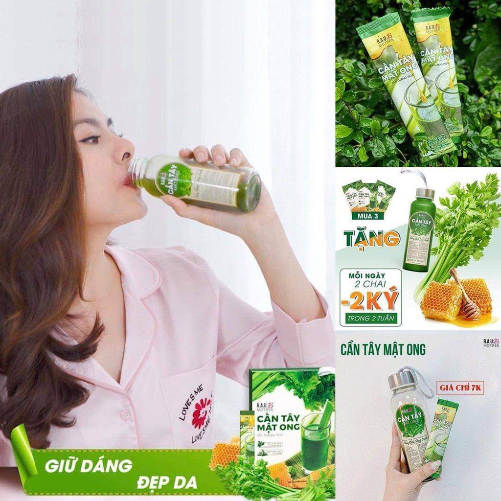 [CHÍNH HÃNG] Bột cần tây, Cần tây mật ong Motree, hộp 14 gói giúp giảm cân, dáng đẹp, thanh lọc cơ thể