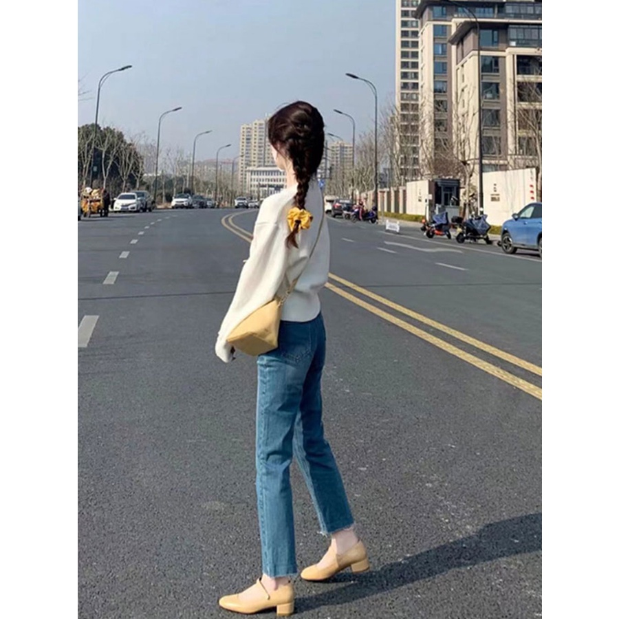 622267#Áo Khoác Cardigan Dệt Kim Mềm Cổ Chữ v Màu Trắng Thời Trang Mùa Thu 2022