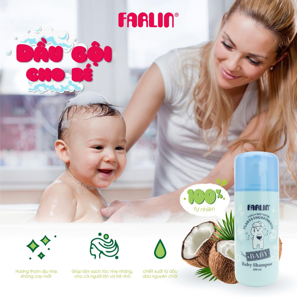 DẦU GỘI ĐẦU CHO BÉ 100% THIÊN NHIÊN CỦA FARLIN -CHAI 450ML