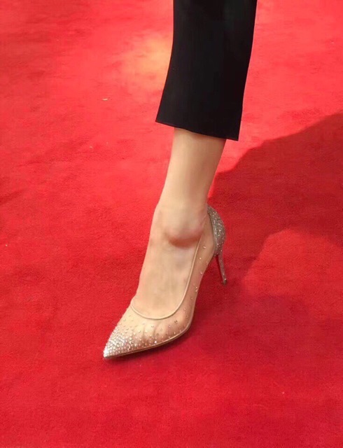Giày Louboutine đính đá gót 6p