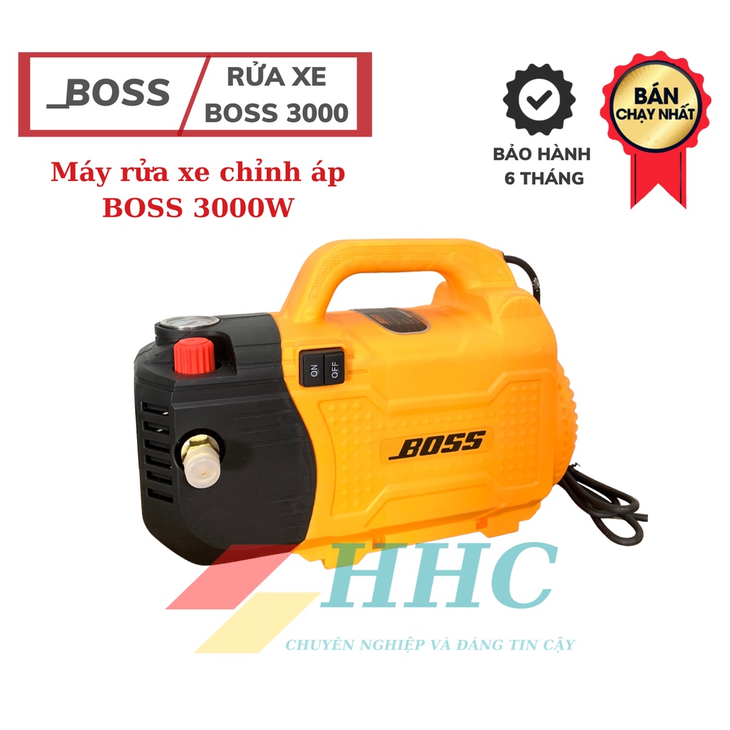 Máy rửa xe BOSS NHẬT 3000W có chỉnh áp, máy rửa xe dây đồng 100% - Thân máy nặng 12kg