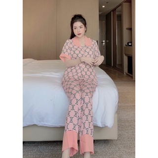 Pijama Tay Ngắn Quần Dài Vải Lụa Mango