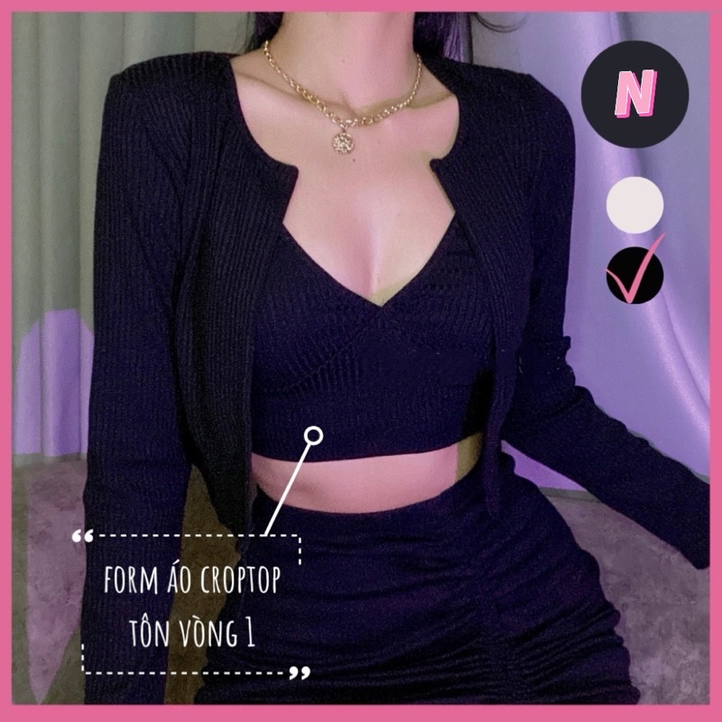 SET ÁO CROPTOP 2 DÂY KÈM CARDIGAN