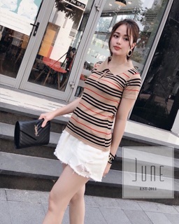 Áo len cổ đức Brr kẻ