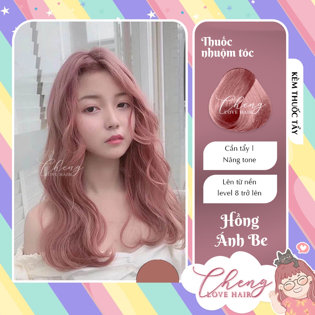 Thuốc Nhuộm Tóc Màu HỒNG NHẠT - Hồng Ánh Be Kèm Tẩy | Chenglovehair, Chenglovehairs