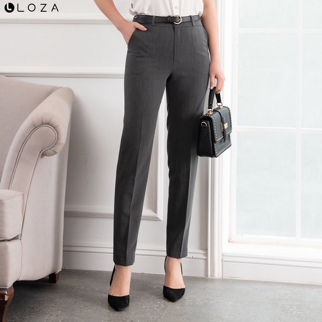 Quần âu nữ LOZA dáng côn đứng màu ghi - LQ12002