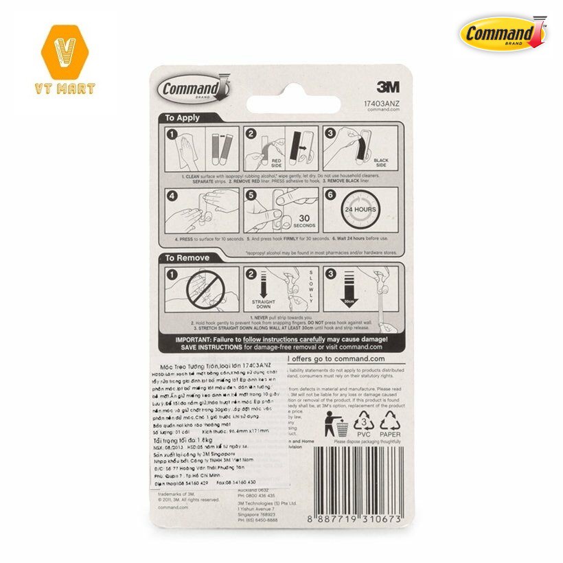 [SIÊU DÍNH] Móc Dán Tường Tròn 1.8Kg Vỉ 1 Cái 17403 Command 3M - HIBUVTAUTO