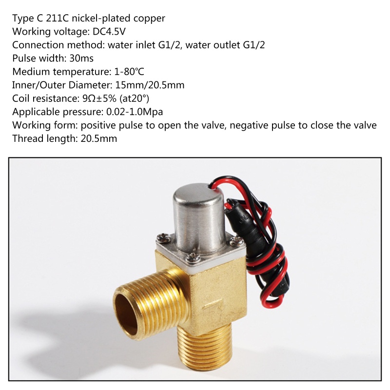 Van Điện Từ DC 4.5V 1 / 2 &quot;Chất Lượng Cao