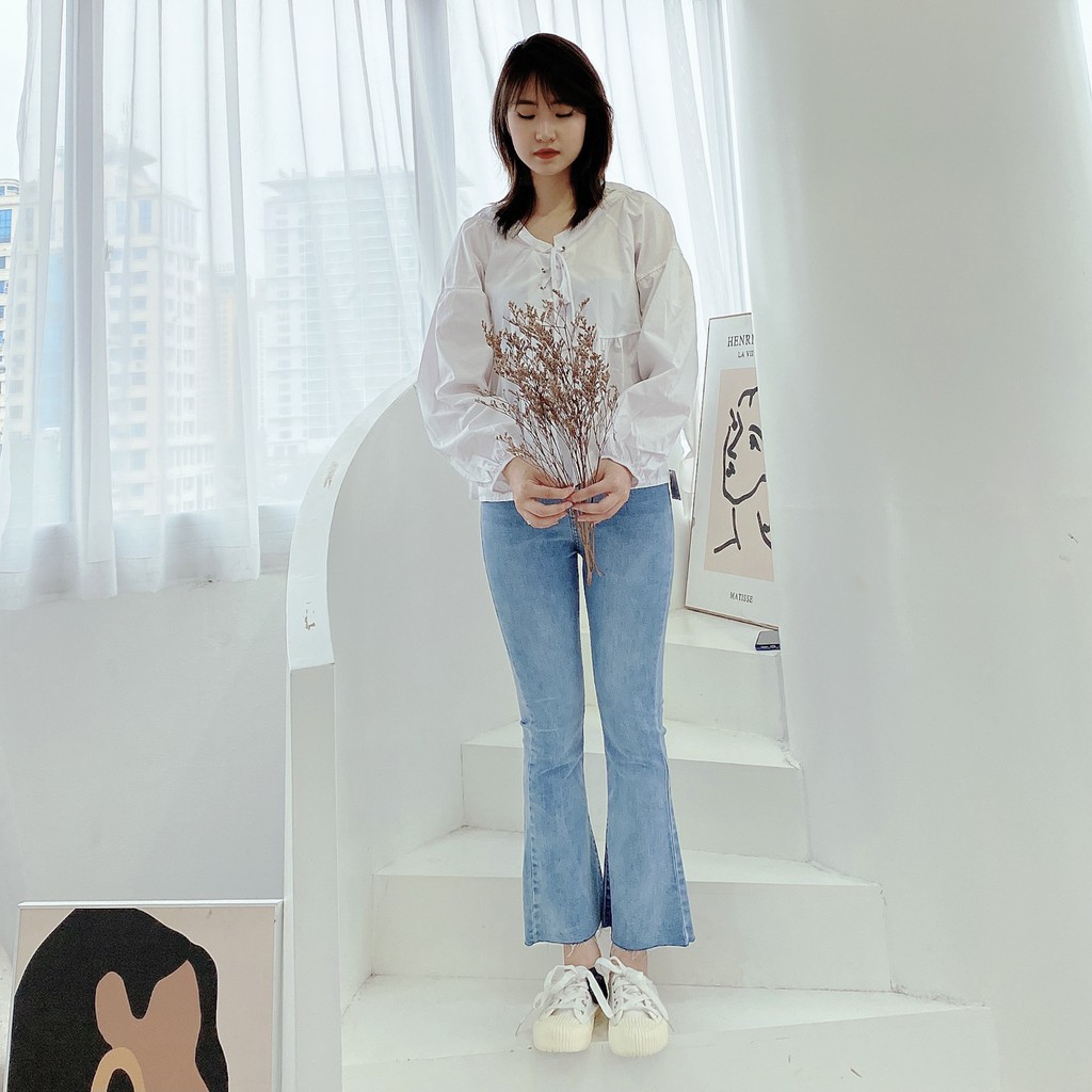 QUẦN JEANS ỐNG LOE ĐEN TRƠN - QB3003