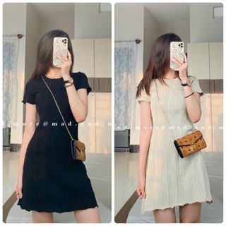 Đầm thun gân cuốn biên