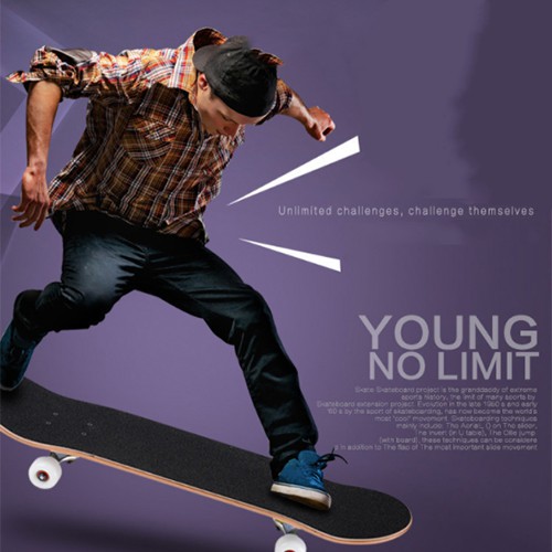 Ván Trượt thể thao, ván trượt Skateboard Gỗ 9 lớp Chịu Lực 150kg Bánh Cao Su Cỡ Lớn (Nhiều Màu)