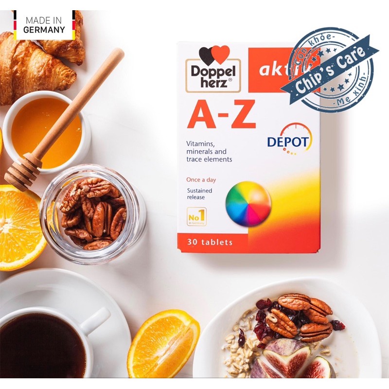 Vitamin tổng hợp tăng cường sức khỏe đề kháng Doppelherz Aktiv A-Z Depot (Hộp 30 viên)
