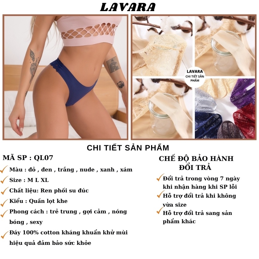 Quần Lót Ren Lọt Khe sexy thiết kế ren phối su đúc quyến rũ LAVARA QL05-02
