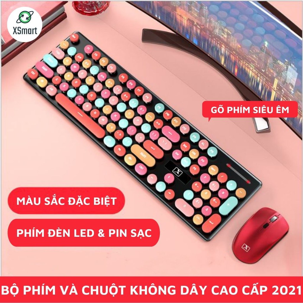 Bộ Bàn Phím Và Chuột Không Dây PIN Sạc N620 Candy Hồng Nhiều Màu Sắc, Dùng Cho Máy Tính, Laptop, PC | BigBuy360 - bigbuy360.vn