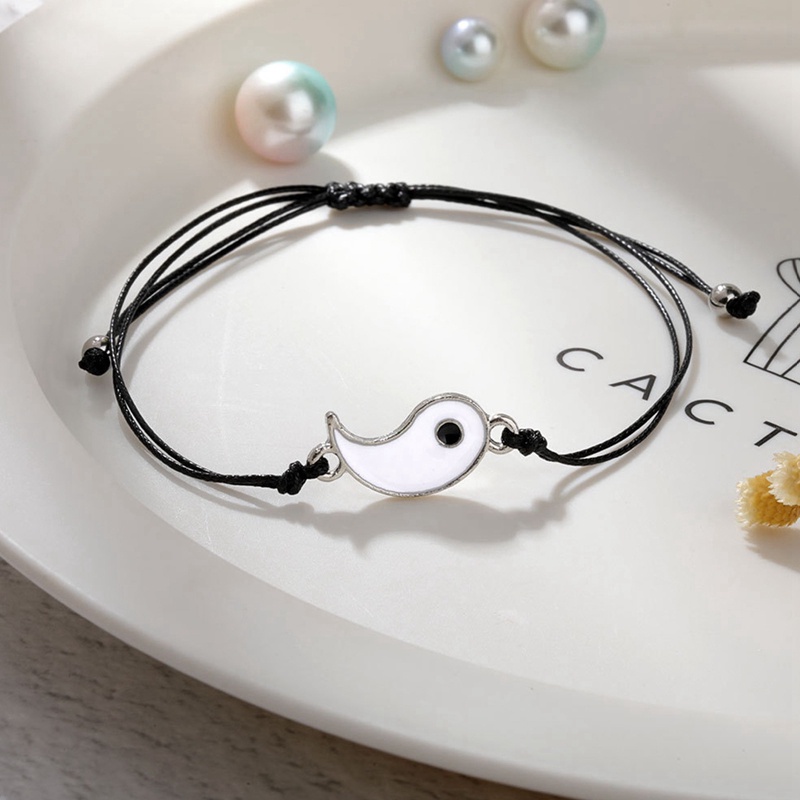 Set 2 Vòng Tay Bện Dây Mặt Âm Dương Cho Cặp Đôi