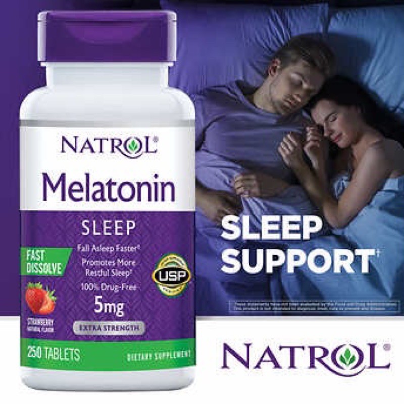 Viên Ngậm Hỗ Trợ Ngủ Ngon Natrol Melatonin Sleep 5mg (250 viên) - Hàng Mỹ