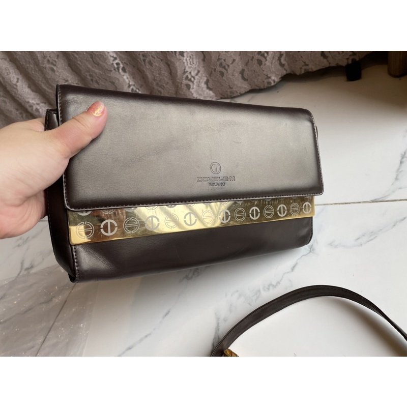 Túi dự tiệc da thật phủ bóng hàng si Double.M Milano Hàn