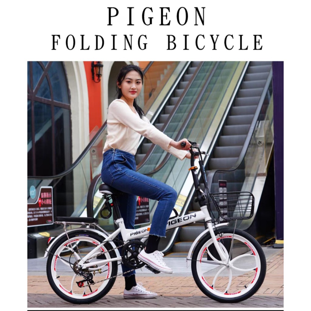 XE ĐẠP GẤP THỂ THAO PIGEON VÀNH ĐÚC DÀNH CHO NAM VÀ NỮ, SIÊU NHẸ DI ĐỘNG_SIZE 20 INCH