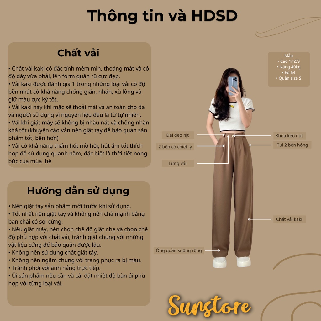 [Mã FAMARAL1 giảm 10K đơn 50K] Quần culottes ống rộng suông dài chất rũ cao cấp lưng cao cài nút Spant 2