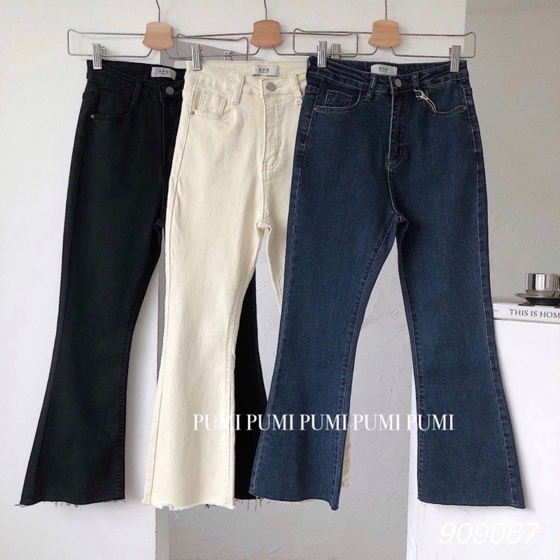 Quần jeans nữ form lửng ống loe size SML Pumi