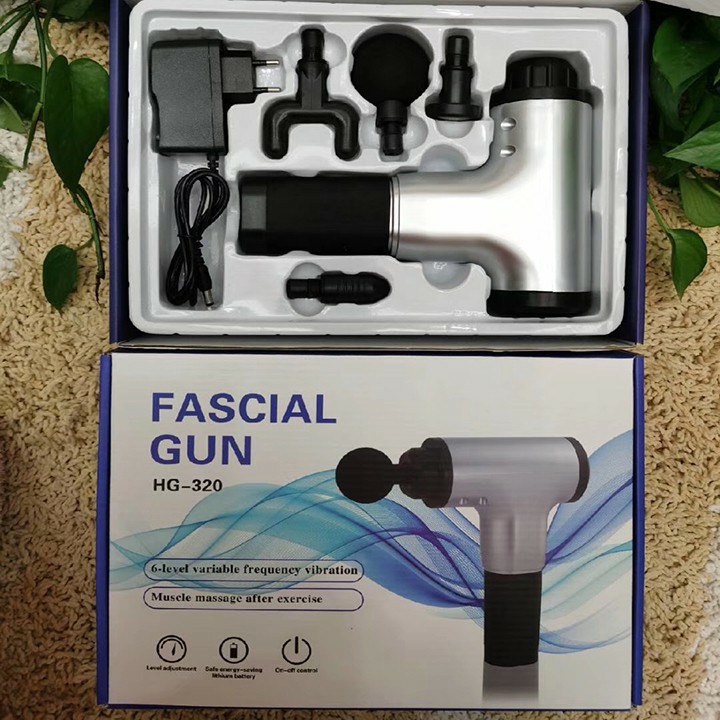 SÚNG MASSAGE 6 CHẾ ĐỘ + 4 ĐẦU MASSAGE, MÁY MASSAGE FASCIAL GUN-Giảm Mỡ, Giảm Nhức Mỏi, Căng Cơ