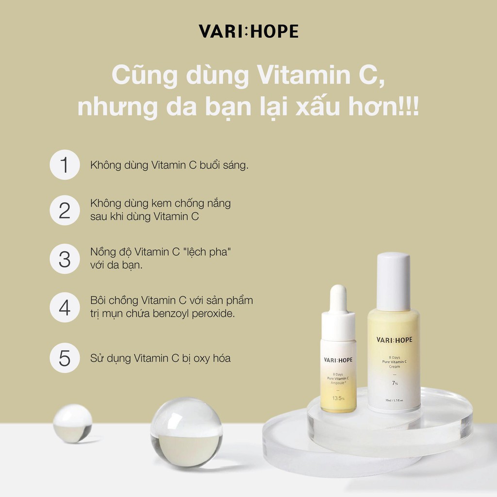Kem dưỡng ẩm Varihope trắng da mờ thâm nám 8 ngày vitamin C cream 7% Hàn Quốc 50ml - Meow Beauty Shop by Trinh Meow | BigBuy360 - bigbuy360.vn