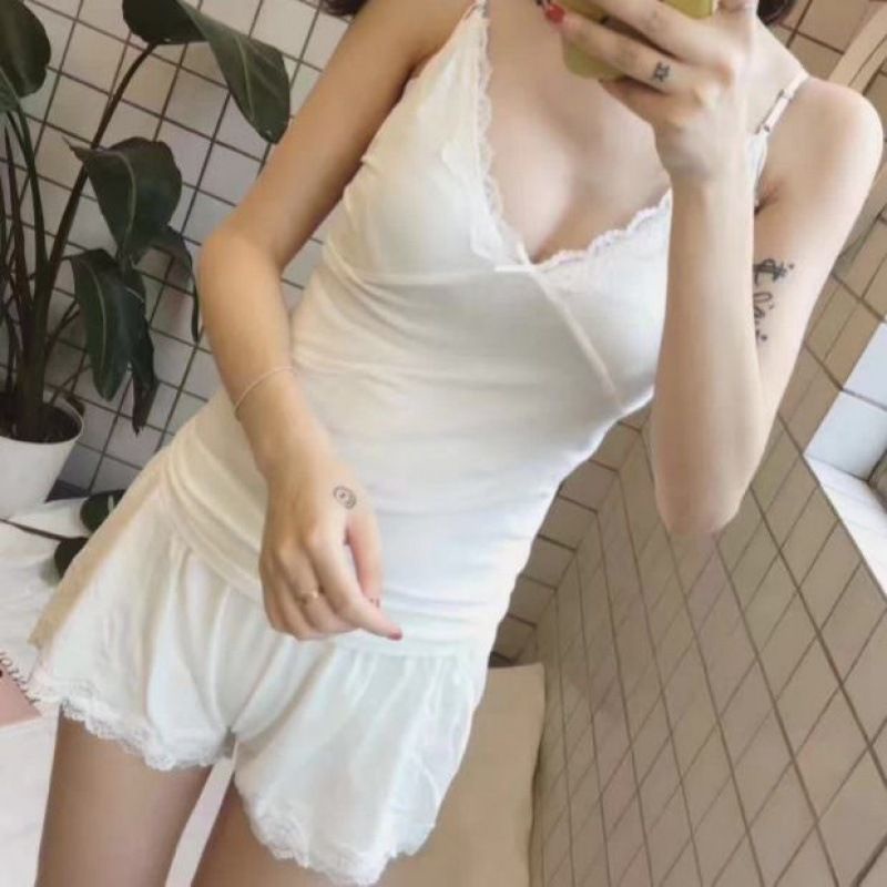 Bộ Ngủ 2 Dây Đệm Ngực Mát Mẻ Sexy Quyến Rũ