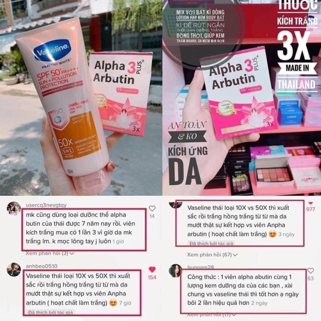Viên bột kích trắng Alpha Arbutin 3 Plus Thái Lan