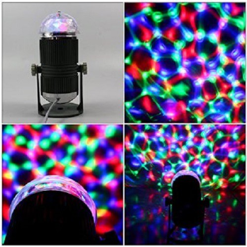 Đèn Led Cầu Xoay Pha Lê 7 Màu Cảm Ứng Âm Thanh