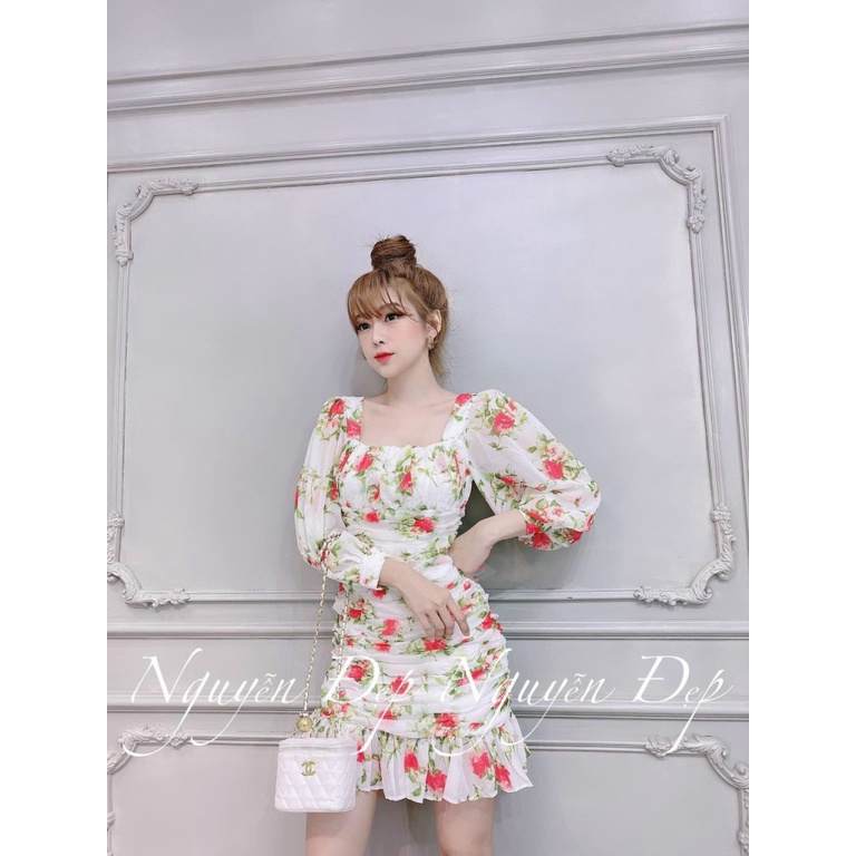 [FREE SHIP] ĐẦM NỮ NHÚN HOA TAY BỒNG DỰ TIỆC XINH LUNG LINH TT CVA3