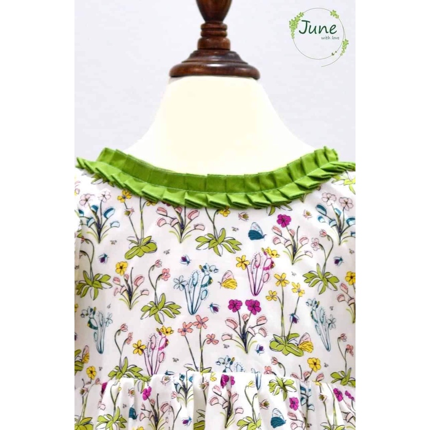 Đầm bé gái June họa tiết hoa liti đầm thoát mát cho bé mặc hè