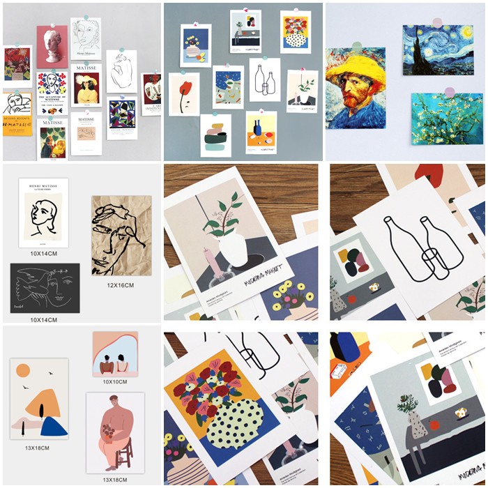 Combo thẻ ảnh + sticker trang trí phòng, tường, bàn học, ảnh trang trí trừu tượng - Carrot Decor | BigBuy360 - bigbuy360.vn