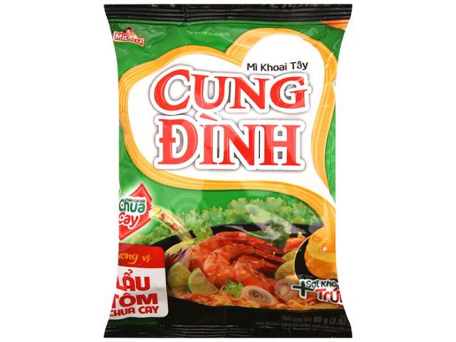 Mì Cung Đình lẩu tôm chua cay, sườn heo thùng 30 gói 80g