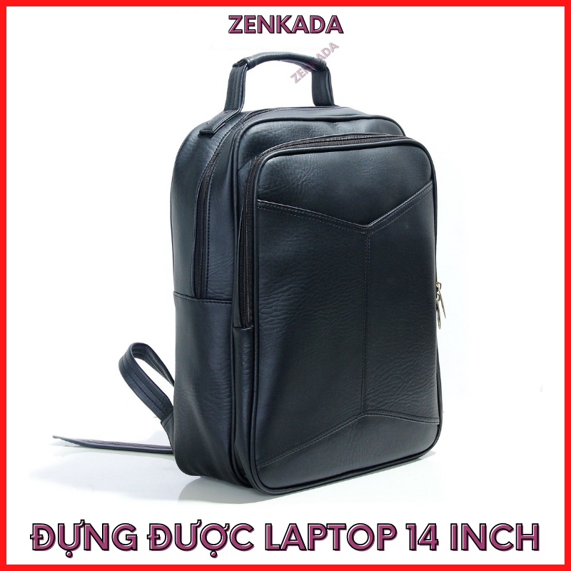 Balo đựng laptop 14 inch, ba lô da Zenka nhiều ngăn tiện dụng, phong cách sang trọng thanh lịch - ZBL02_2