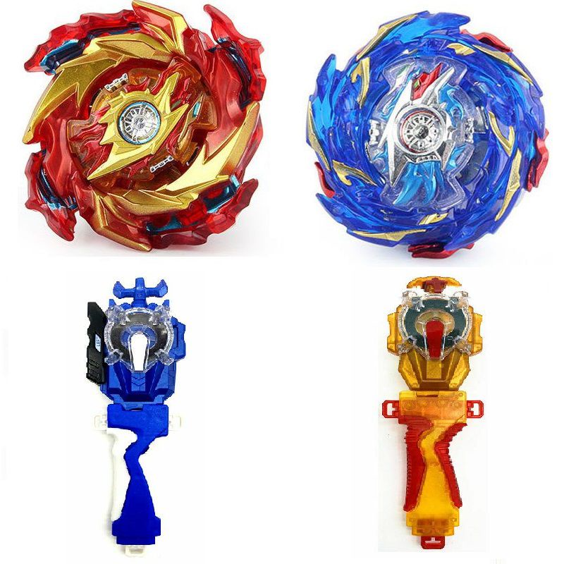 Set dĩa phóng và tay cầm đồ chơi con quay Beyblade Burst dây kéo trái/ phải vui nhộn dành cho trẻ em