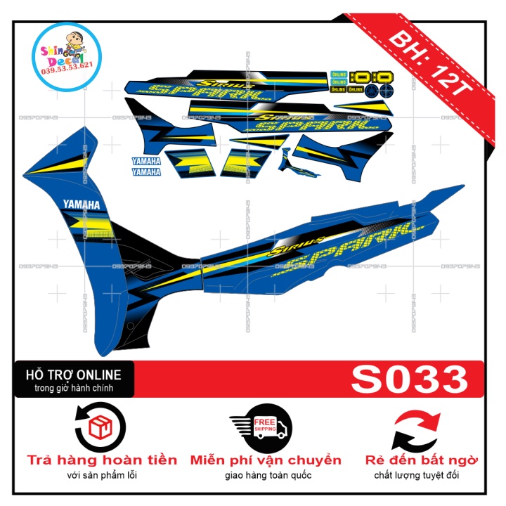 Tem rời sirius xanh đen S033 -- SHIN DECAL 2