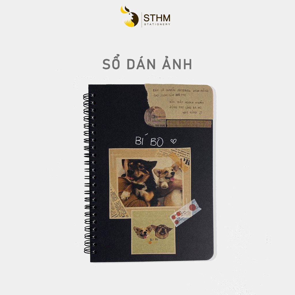 SỔ DÁN ẢNH - Bìa mỹ thuật đen, ruột đen - STHM stationery